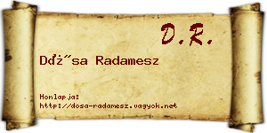 Dósa Radamesz névjegykártya
